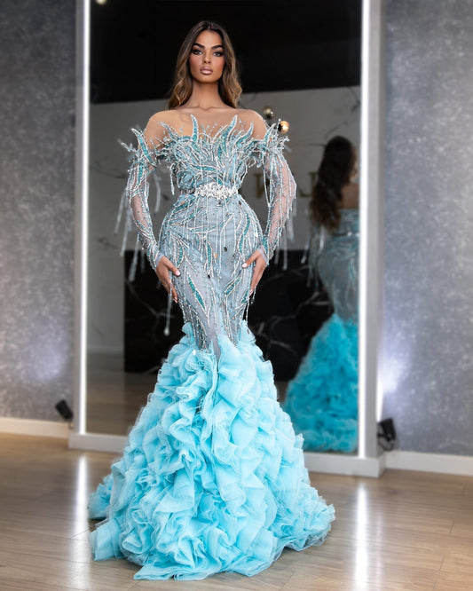 BlueLong DressLong SleevesWomen - Blini Fashion House