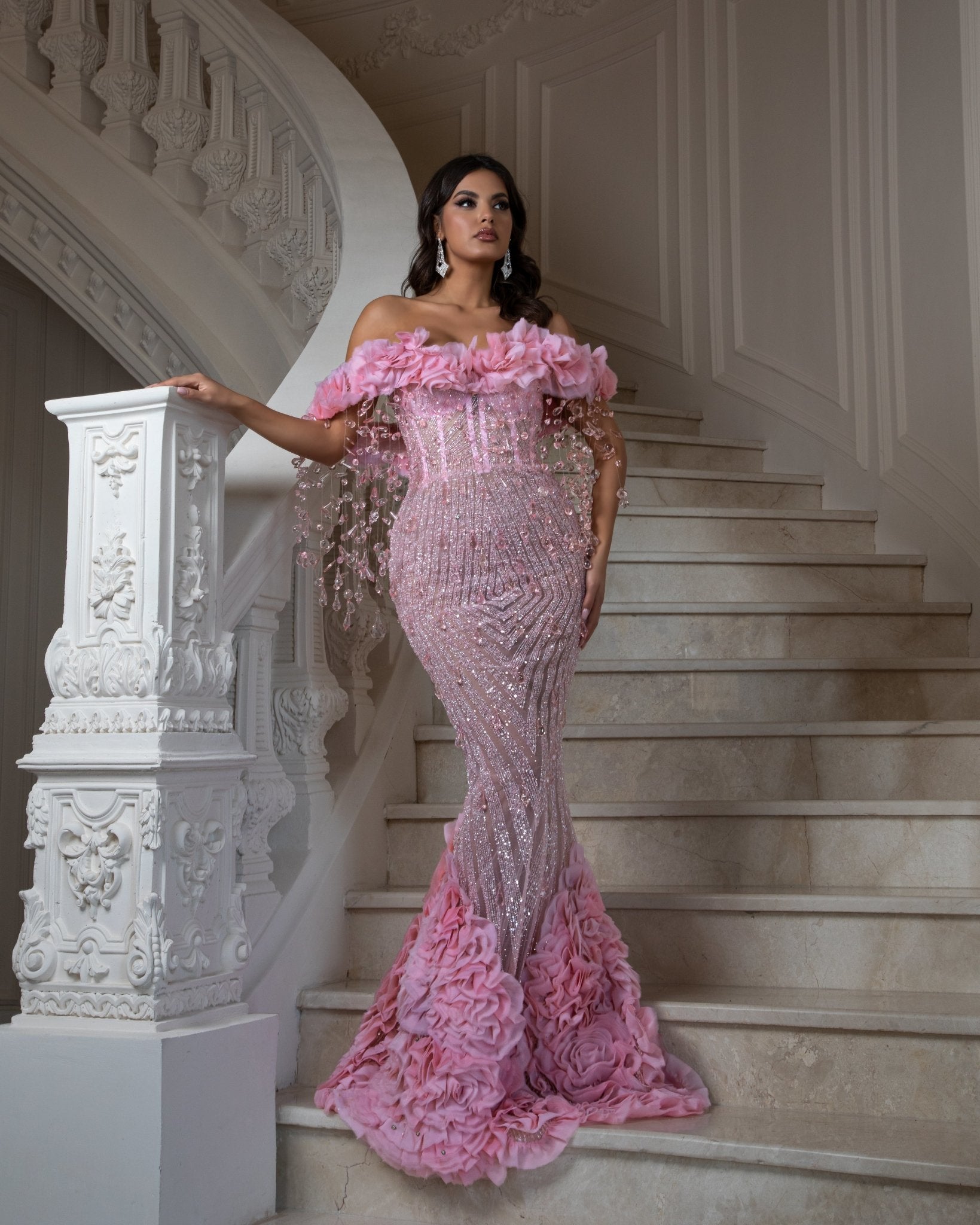 Delicate long dress raspberry sale
