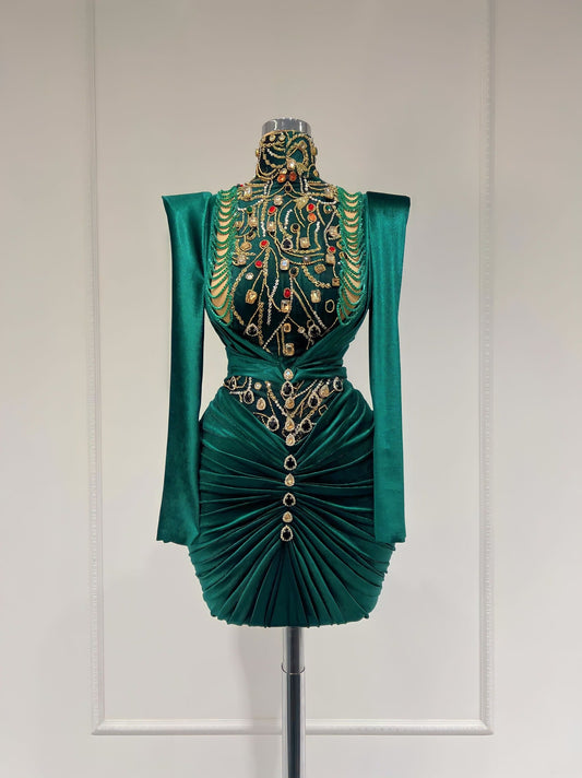 Cocktail DressCrystalsEmerald GreenWomen - Blini Fashion House
