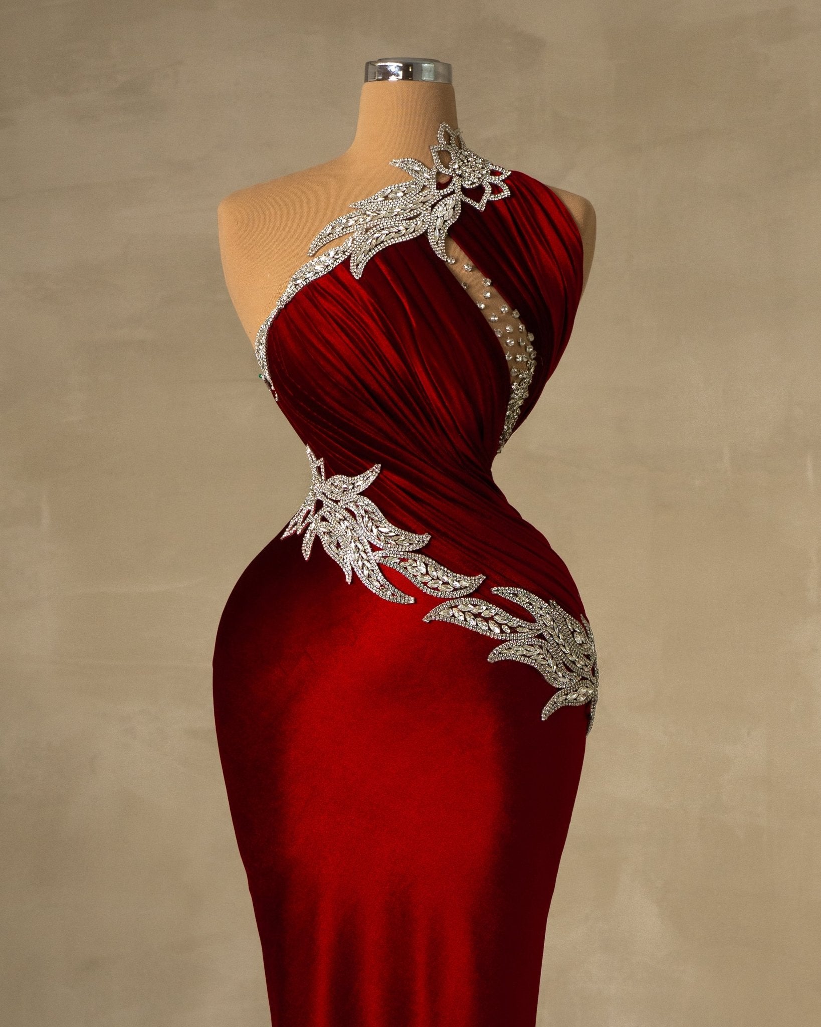 Elegant Dark Red Velvet Dress