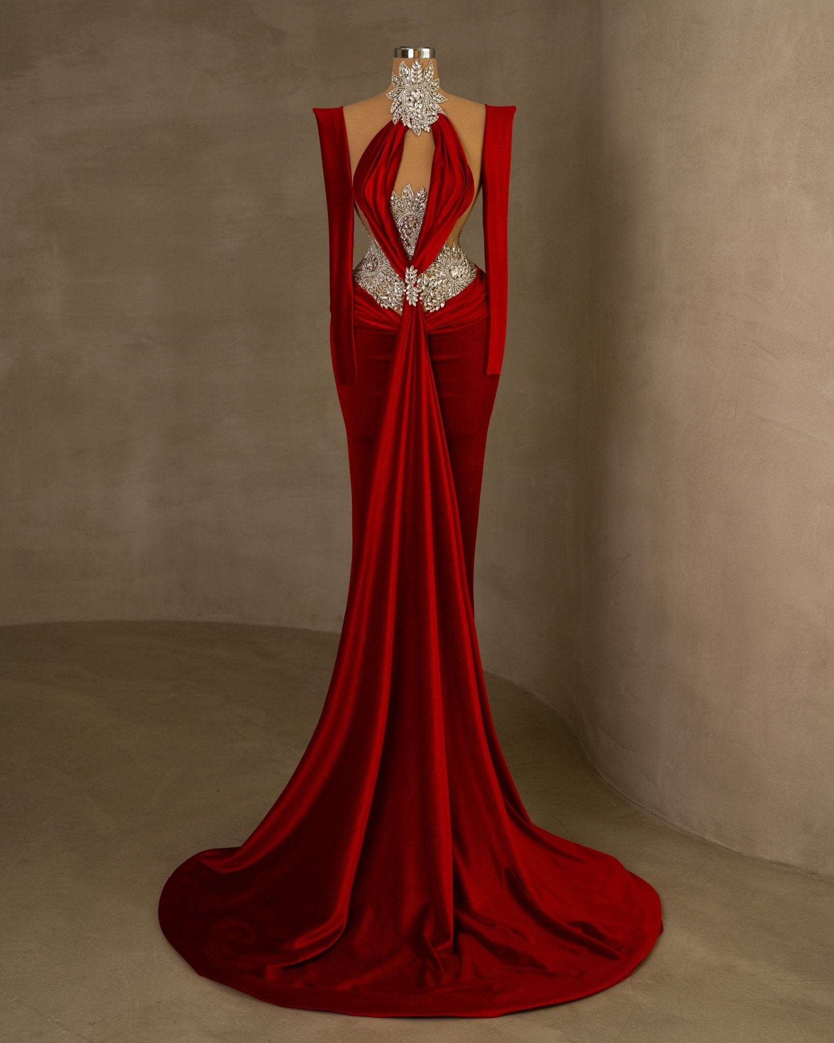 Red Velvet Dress - Luxurious Evening Wear