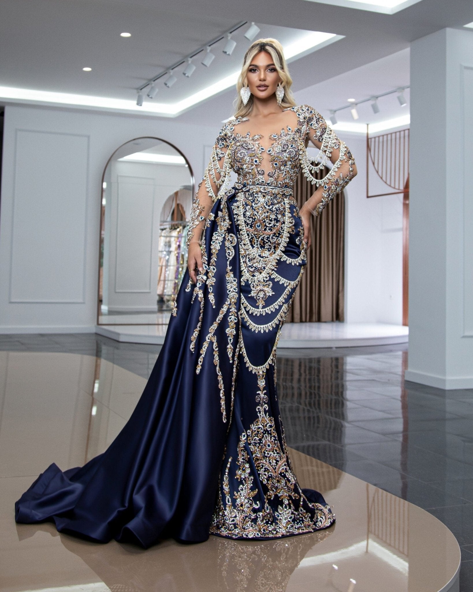 BeadsLong DressLong SleevesWomen - Blini Fashion House