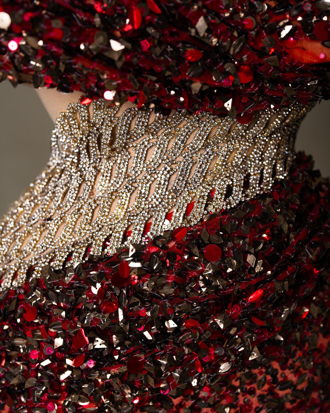 Off-Shoulder Gown with Silver Waist Detailing