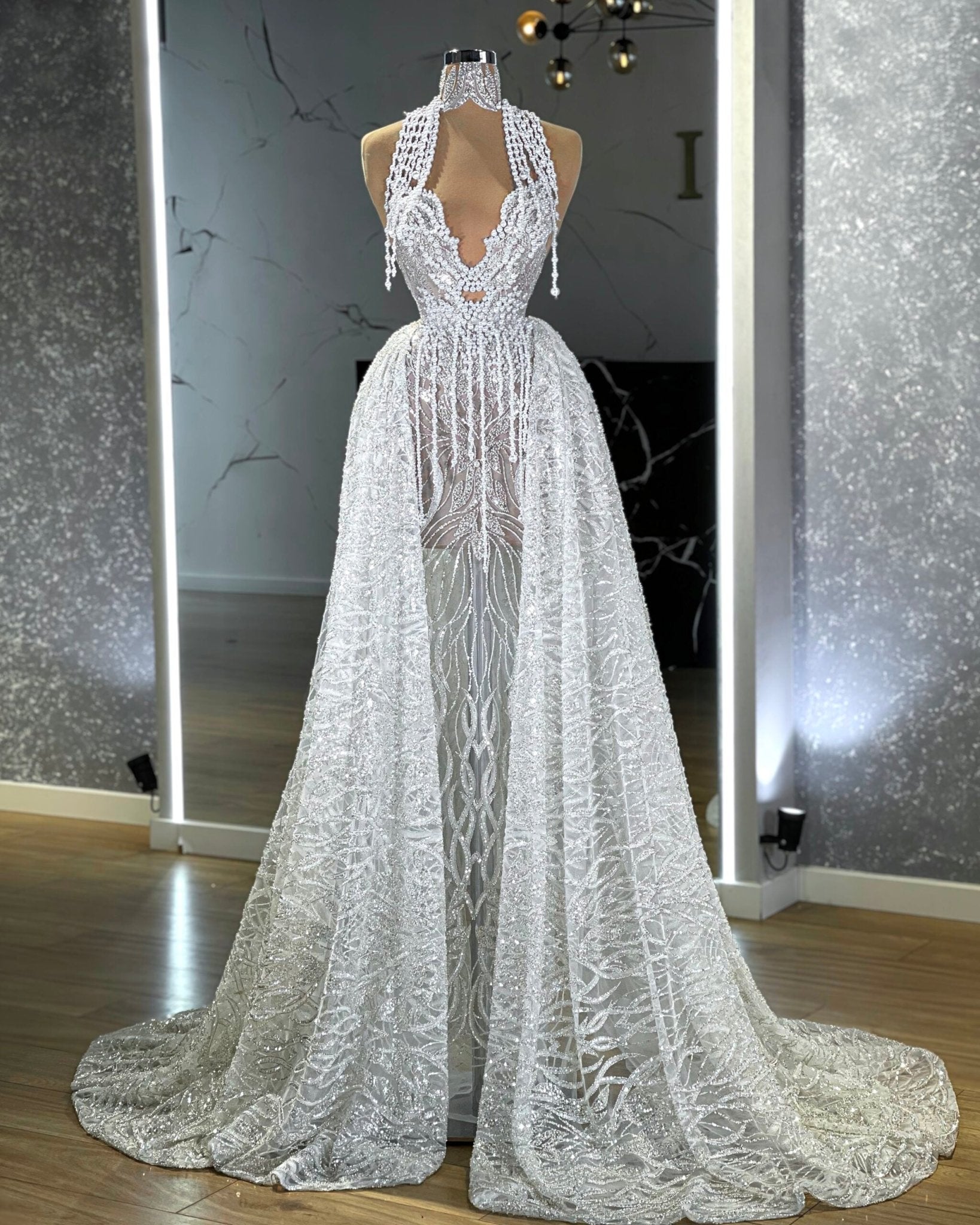 BridalGownHigh NeckWomen - Blini Fashion House