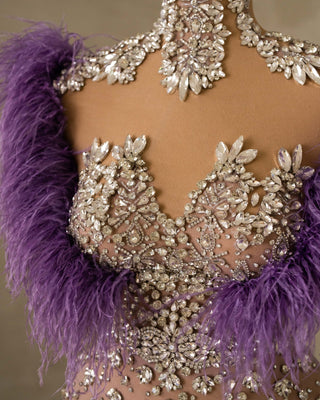 Close-Up of Gemstone Embellishments on Sleeveless Dress