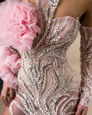 Pink dress adorned with crystals