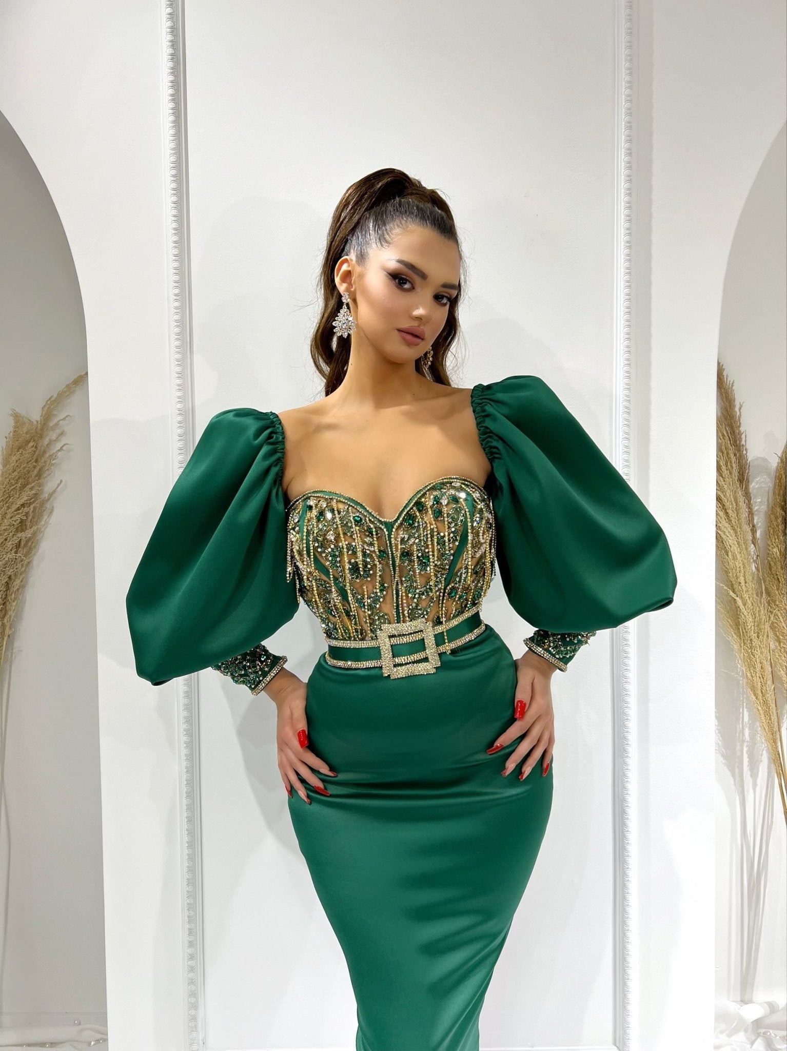 BeadsLong DressLong SleevesWomen - Blini Fashion House