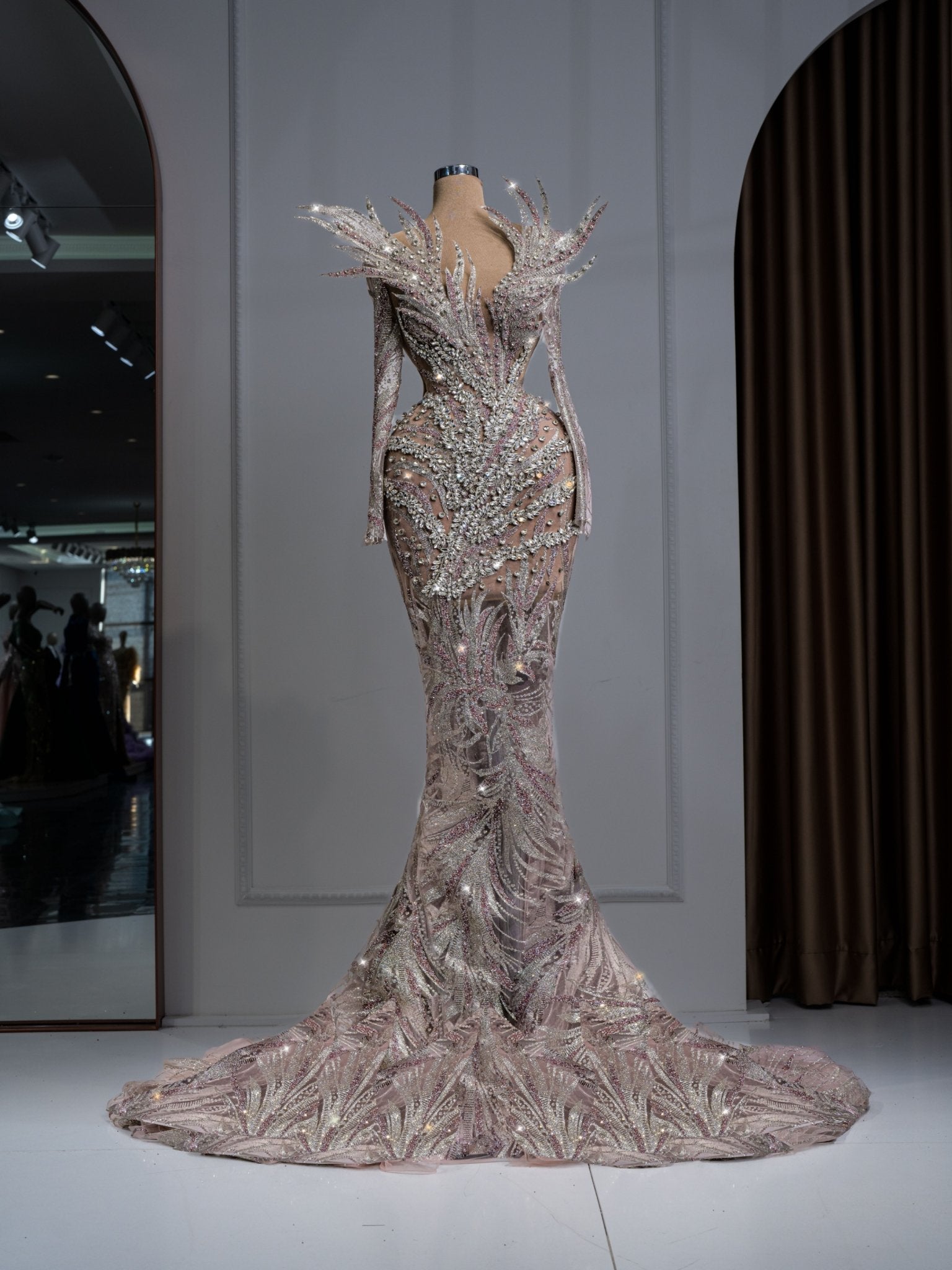 BeadsCrystalsLong DressWomen - Blini Fashion House