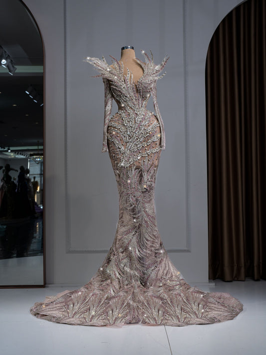 BeadsCrystalsLong DressWomen - Blini Fashion House