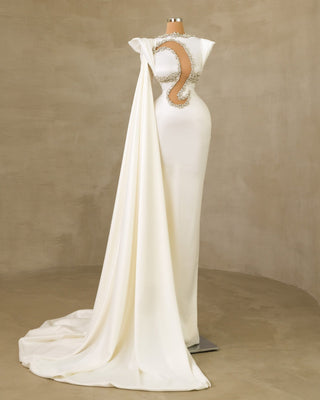 Glamorous Bridal Gown: Stones Adorning Chest Cut-Out