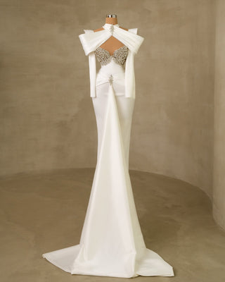 Stunning Stone Embellished Long Sleeve Wedding Gown