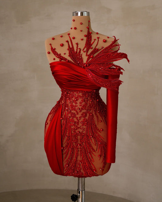 Elegant Red Cocktail Dress - Perfect for Any Event