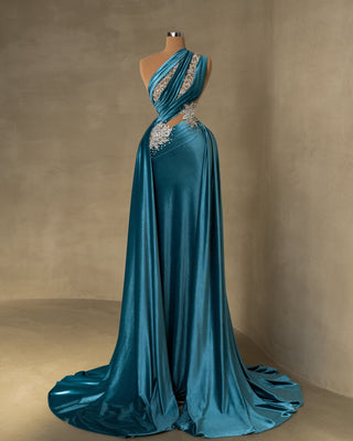 Elegant Light Blue Dress with Stones