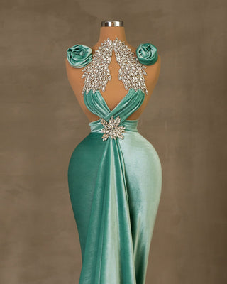 Chic Aqua Velvet Dress