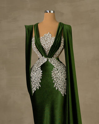 Elegant Velvet Dress with Cape