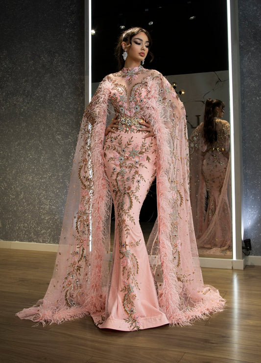 FeathersHigh NeckLight PinkWomen - Blini Fashion House