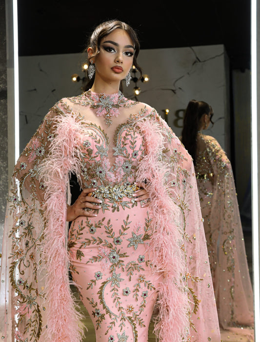 FeathersHigh NeckLight PinkWomen - Blini Fashion House