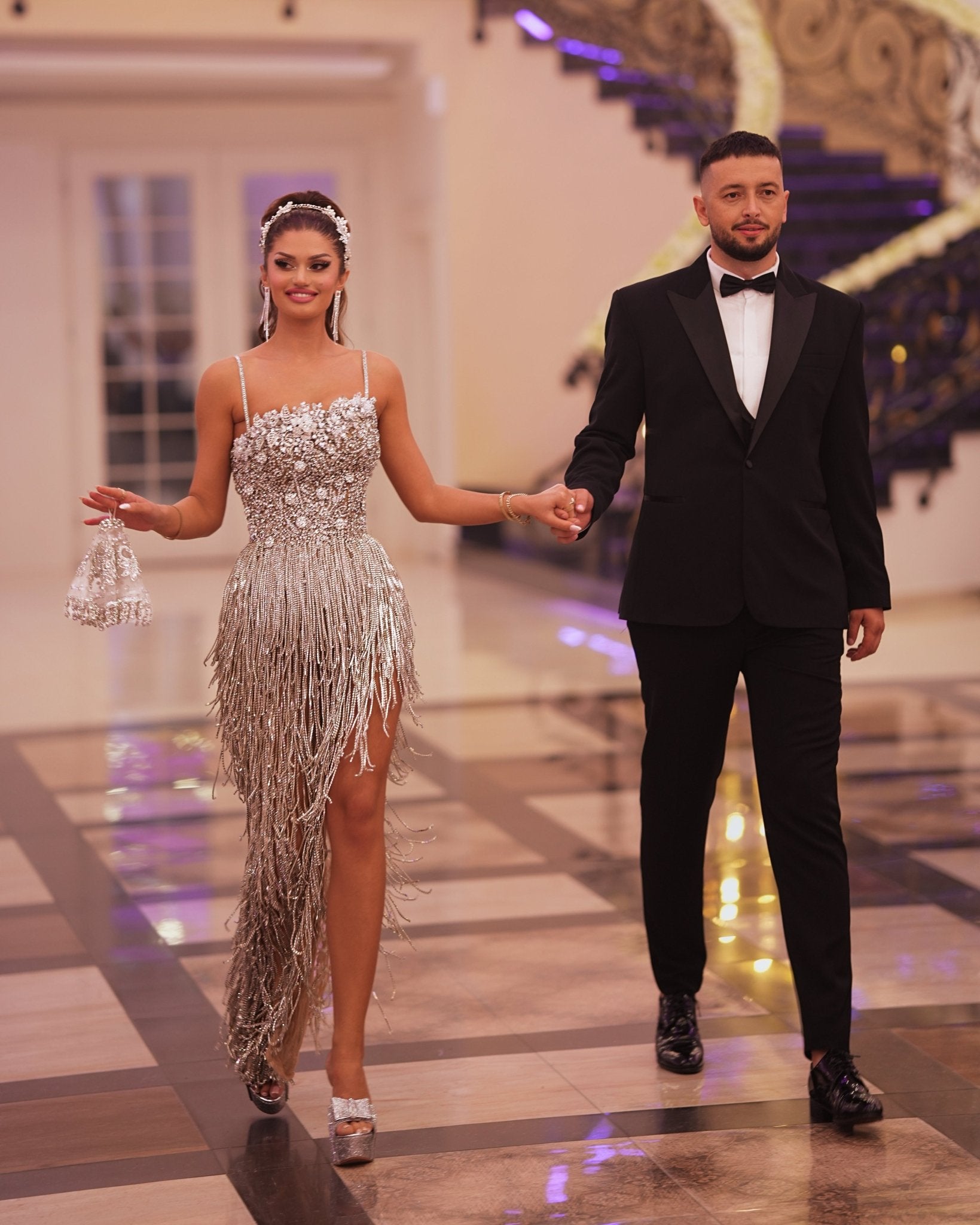 Rosila Bridal Dress adorned with shimmering stones and elegant tassels