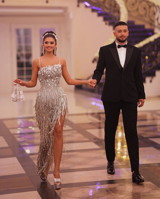 Rosila Bridal Dress adorned with shimmering stones and elegant tassels