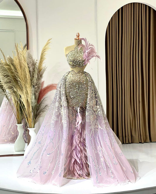 FeathersGownLight PinkWomen - Blini Fashion House