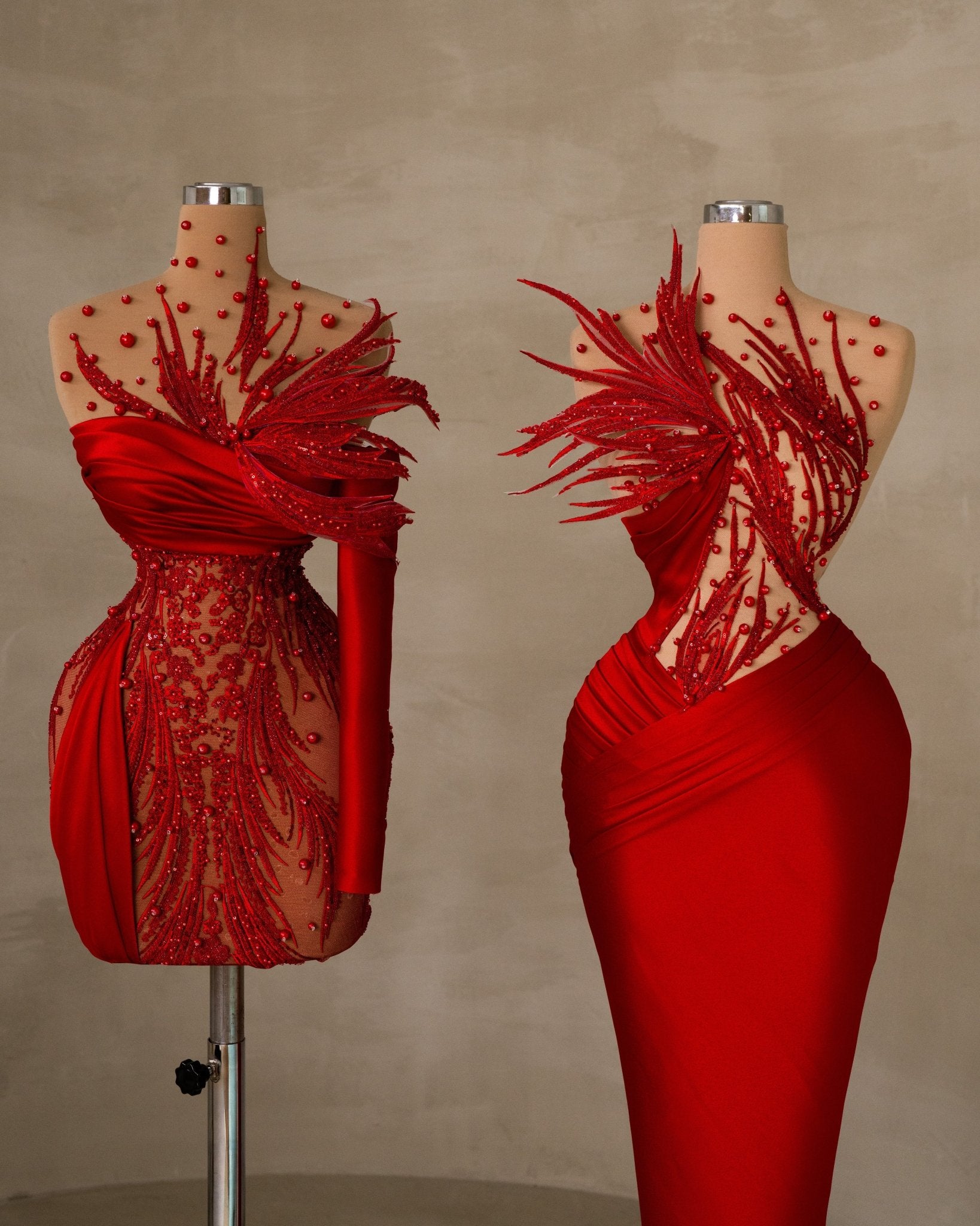 Sleeveless Dress Satin Red Dress Blini Fashion House
