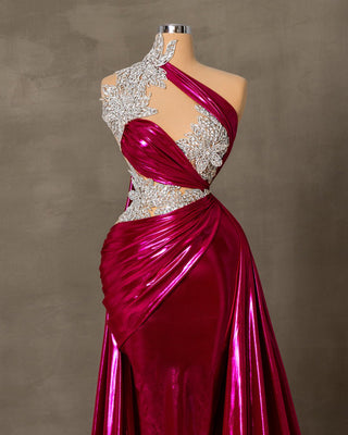 Pink Dress with Silver Crystal Embellishments