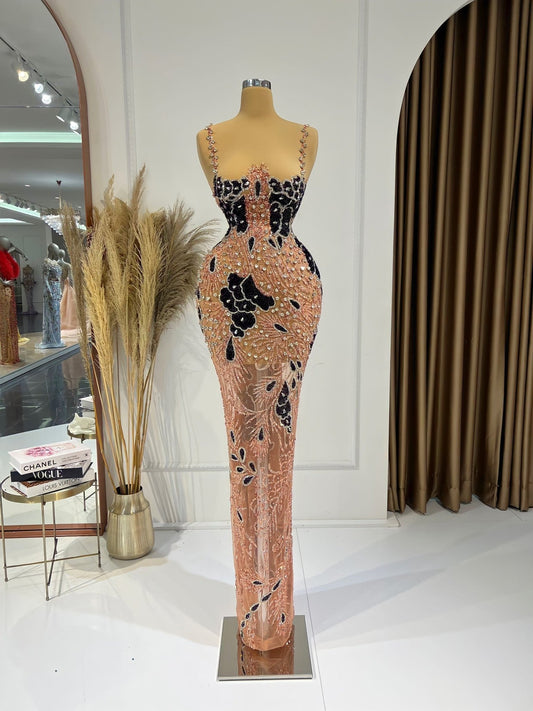 BeadsCrystalsLong DressWomen - Blini Fashion House