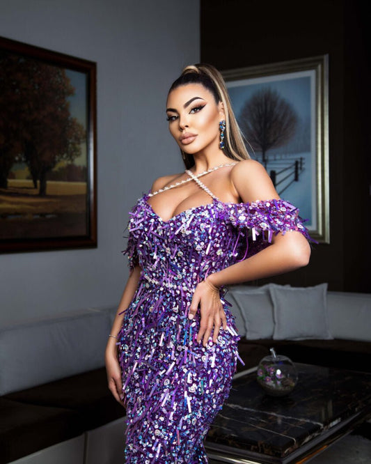 Long DressLuxoriousPurpleWomen - Blini Fashion House