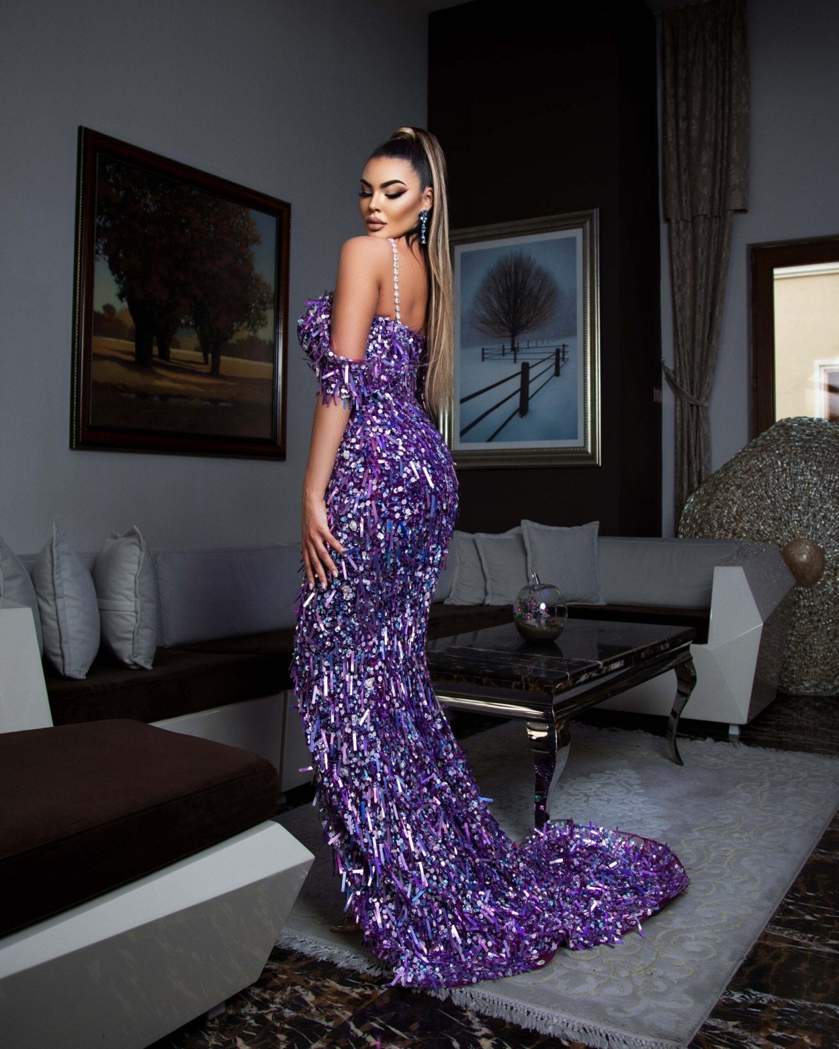 Long DressLuxoriousPurpleWomen - Blini Fashion House