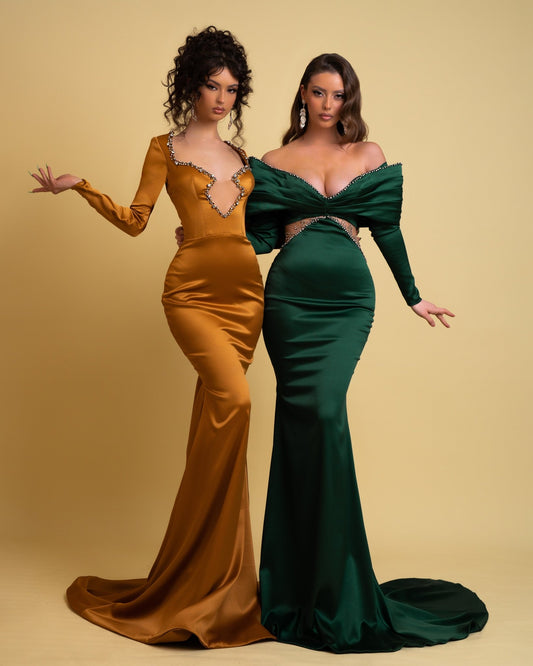 Stylish Satin Dresses with Stones