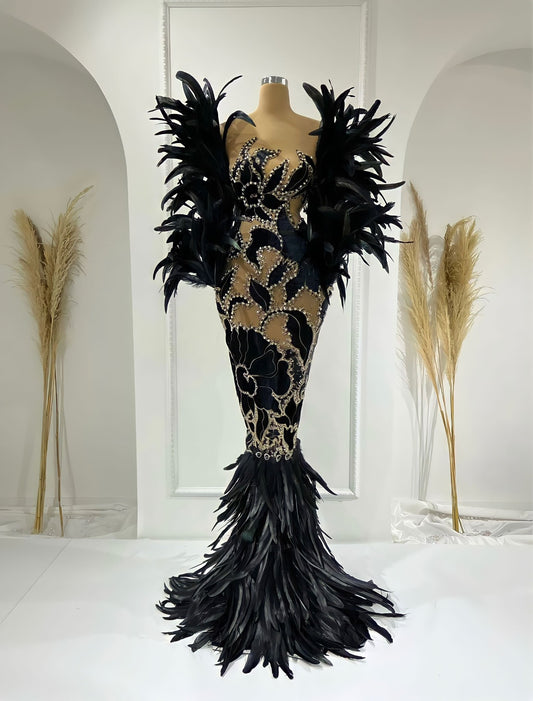 CrystalsFlowersLong DressWomen - Blini Fashion House