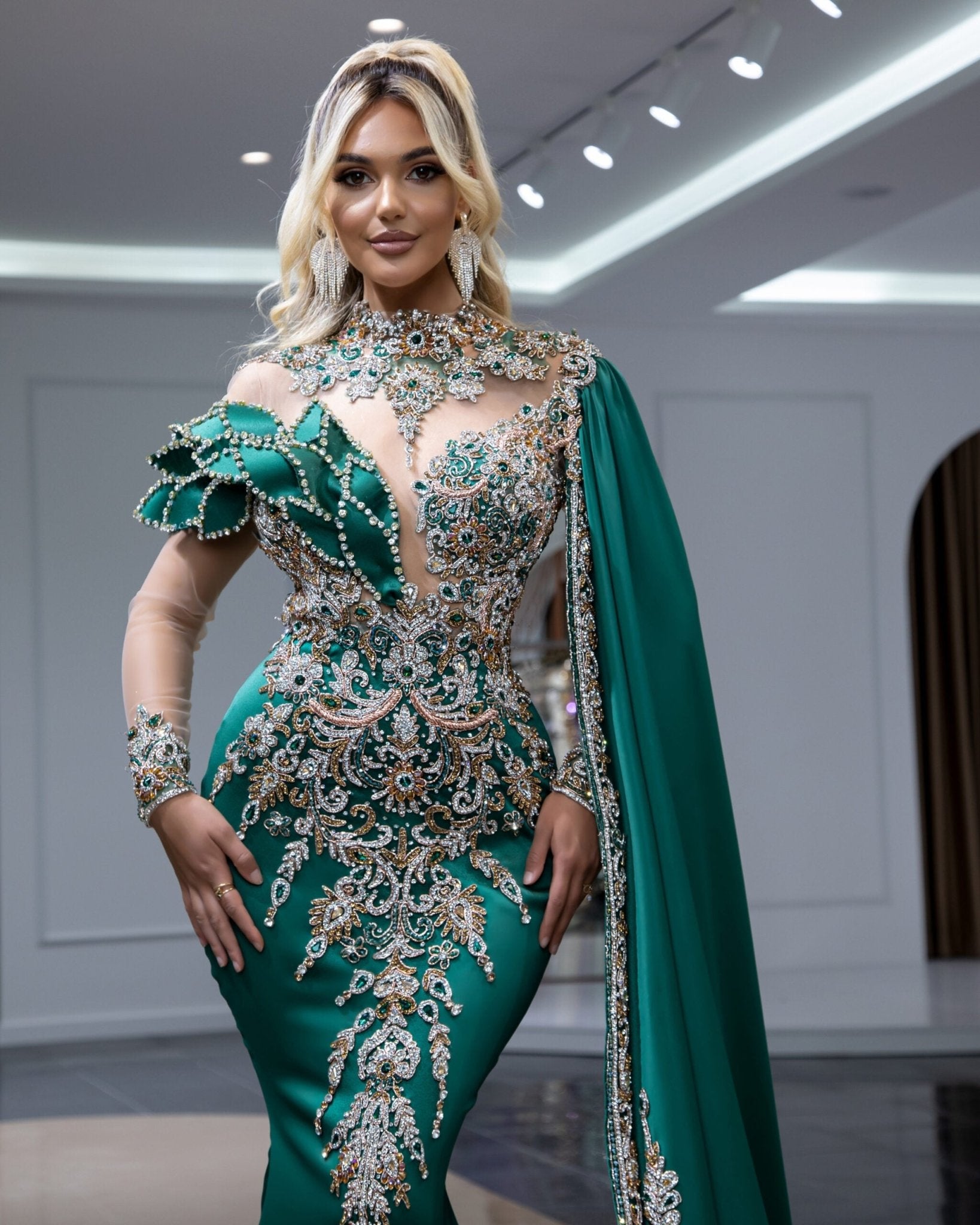 BeadsGreenHigh NeckWomen - Blini Fashion House