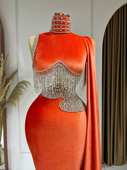 High NeckLong DressLuxoriousWomen - Blini Fashion House