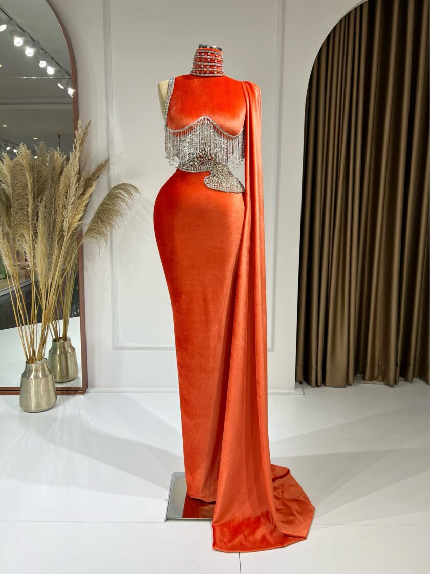 High NeckLong DressLuxoriousWomen - Blini Fashion House