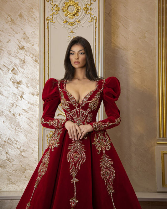 Long DressLuxoriousPuff SleevesWomen - Blini Fashion House