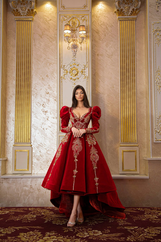 Long DressLuxoriousPuff SleevesWomen - Blini Fashion House