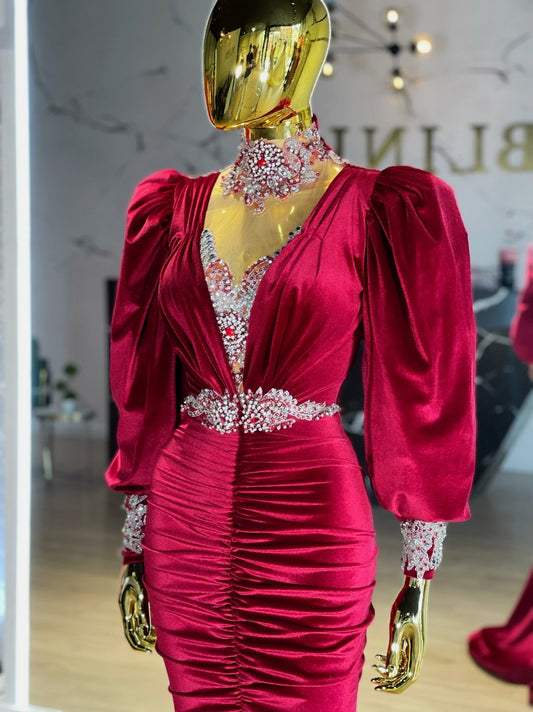 High NeckLuxuriousPuff SleevesWomen - Blini Fashion House