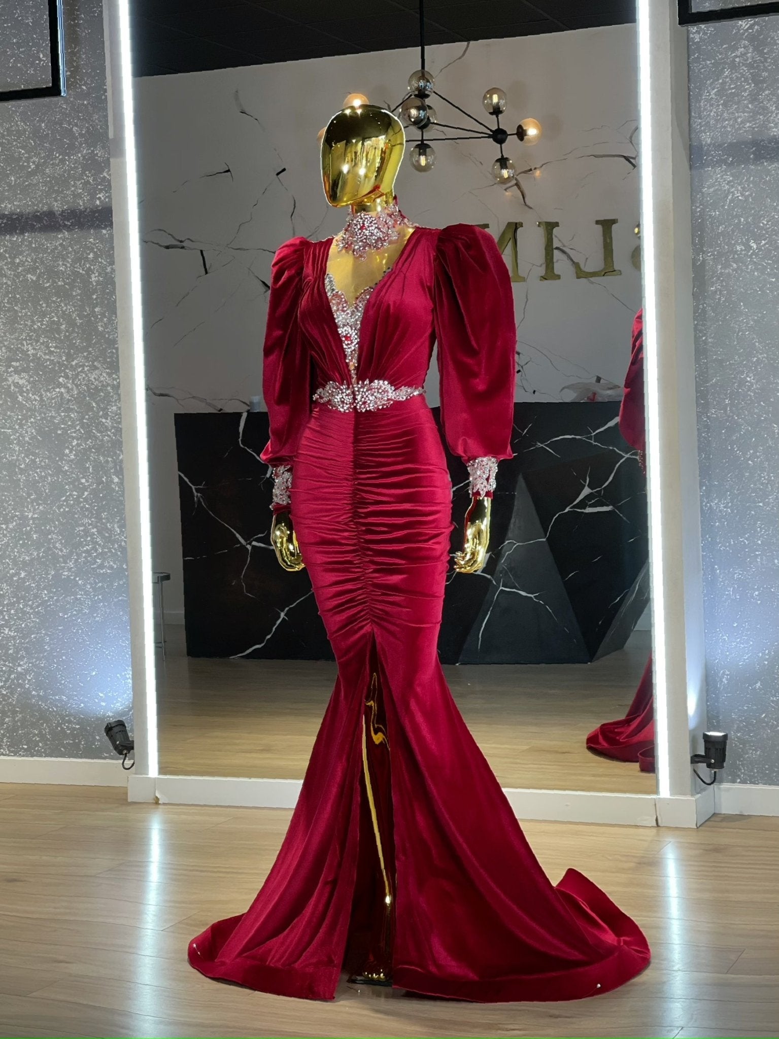 High NeckLuxuriousPuff SleevesWomen - Blini Fashion House