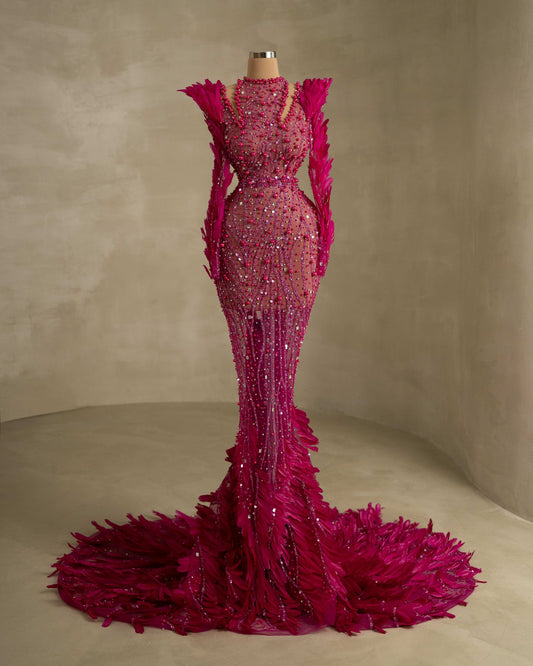 Exquisite Stone and Bead Embellished Cutout Dress with Intricate Details