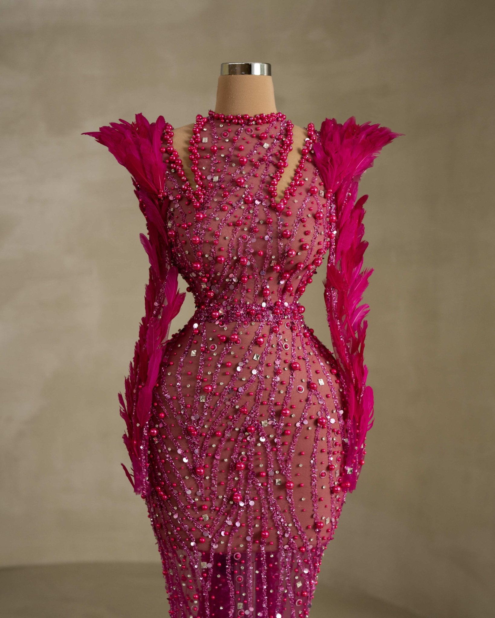 Fashionable Cutout Dress with Stunning Stone and Bead Accents