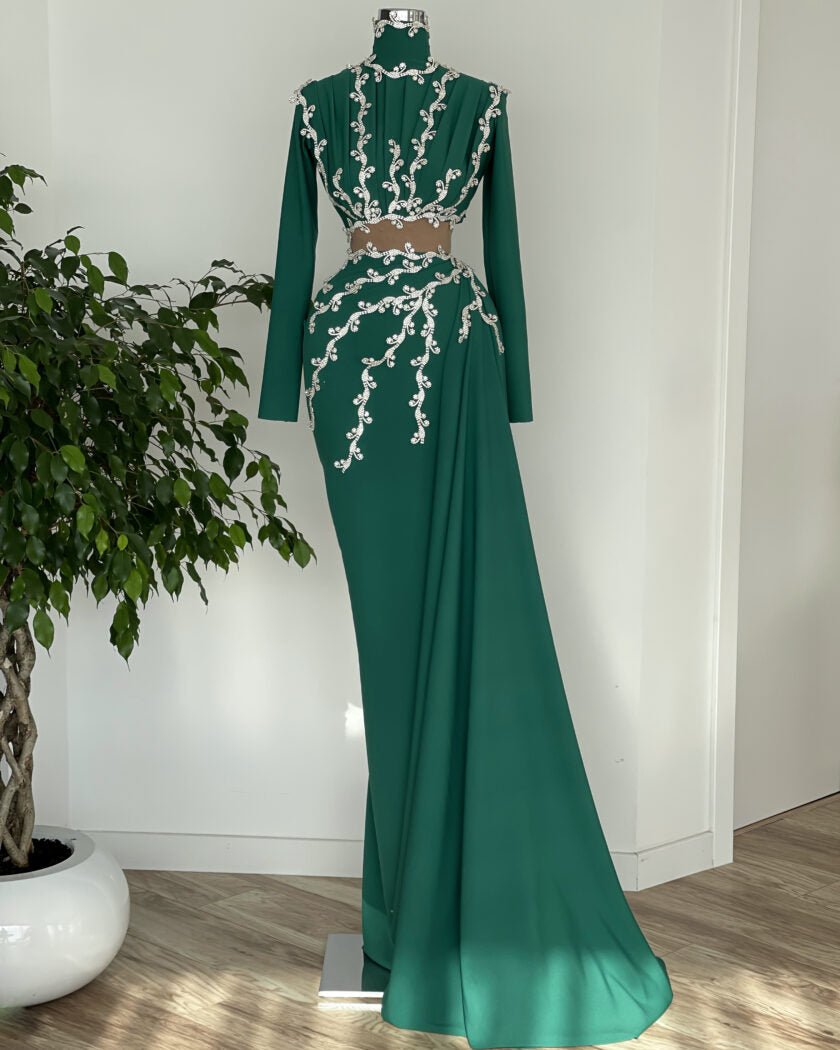 CrystalsGownGreenWomen - Blini Fashion House