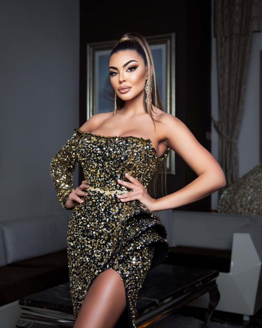 Deep SlitLong DressLuxoriousWomen - Blini Fashion House