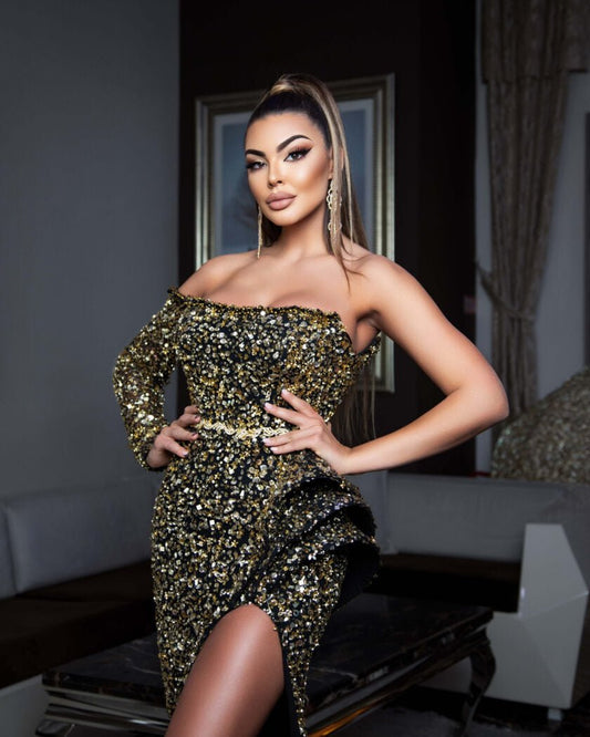 Deep SlitLong DressLuxoriousWomen - Blini Fashion House