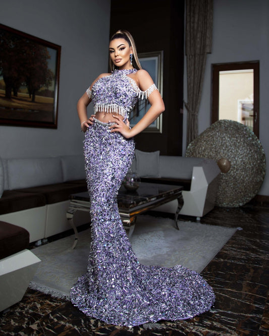 Long DressLuxoriousPurpleWomen - Blini Fashion House