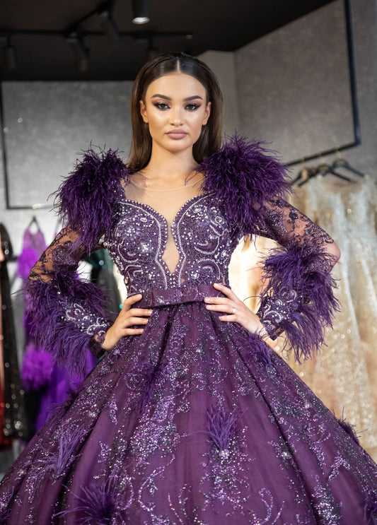 BeadsFeathersLong DressWomen - Blini Fashion House