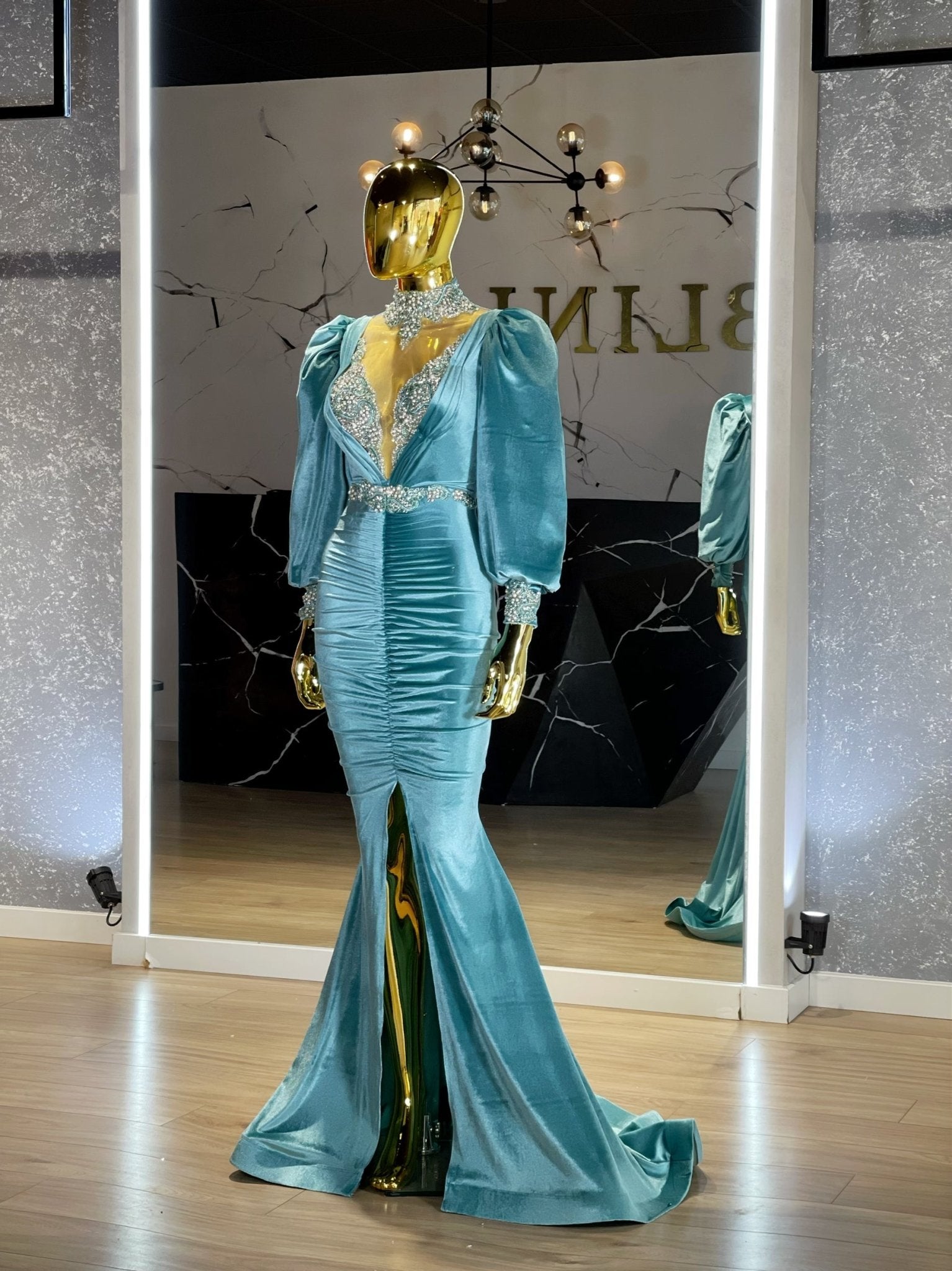 High NeckLuxuriousPuff SleevesWomen - Blini Fashion House