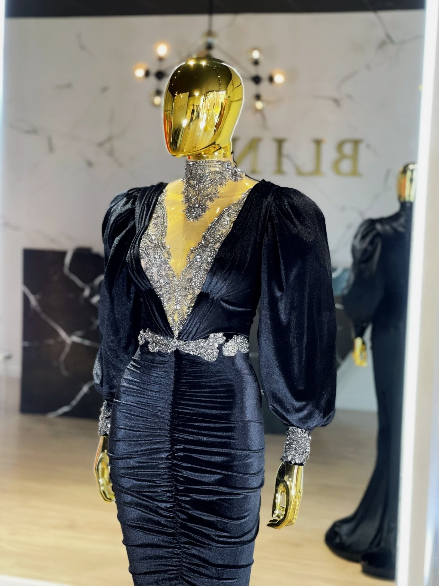 High NeckLuxuriousPuff SleevesWomen - Blini Fashion House