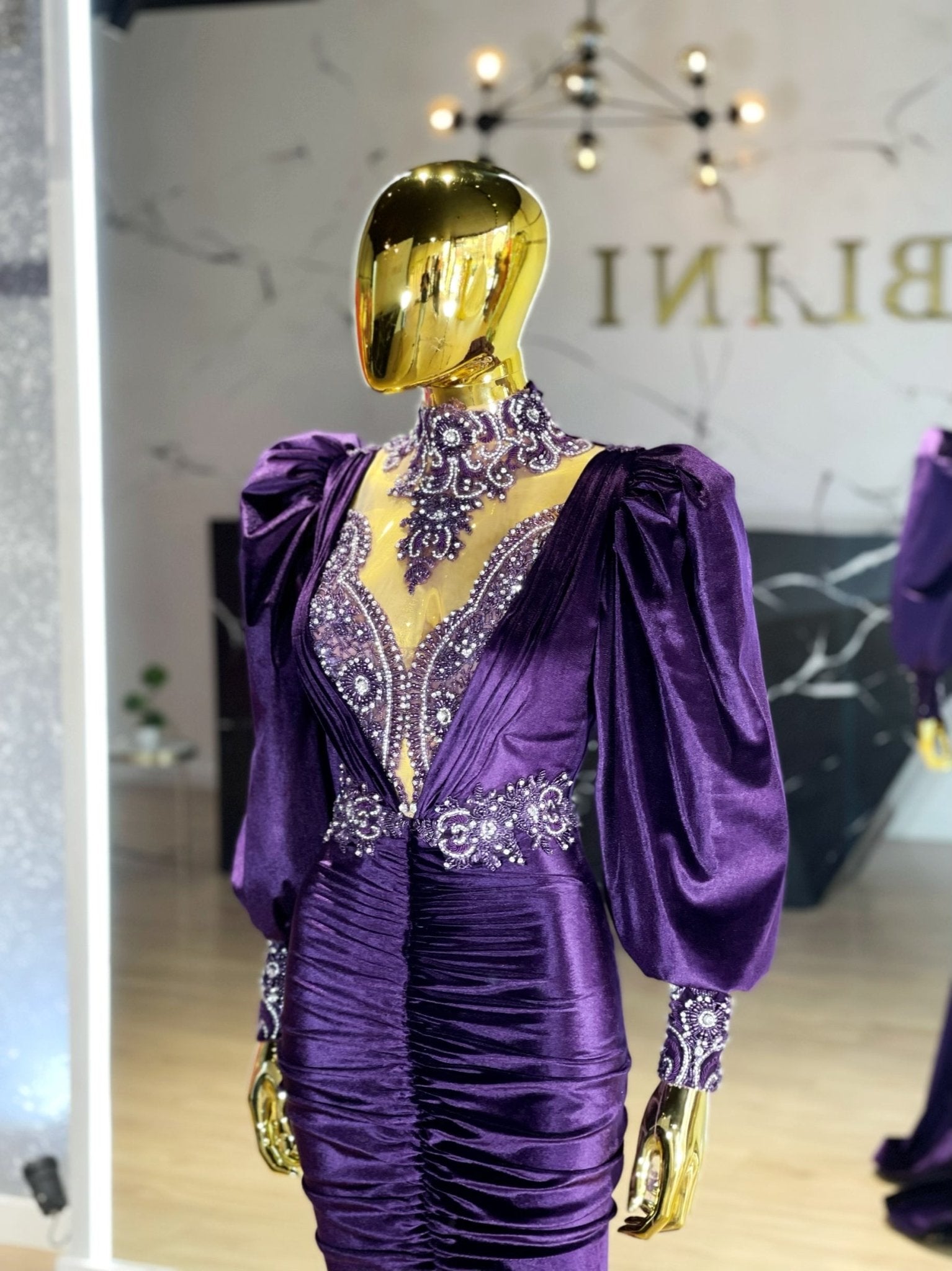 High NeckLuxuriousPuff SleevesWomen - Blini Fashion House