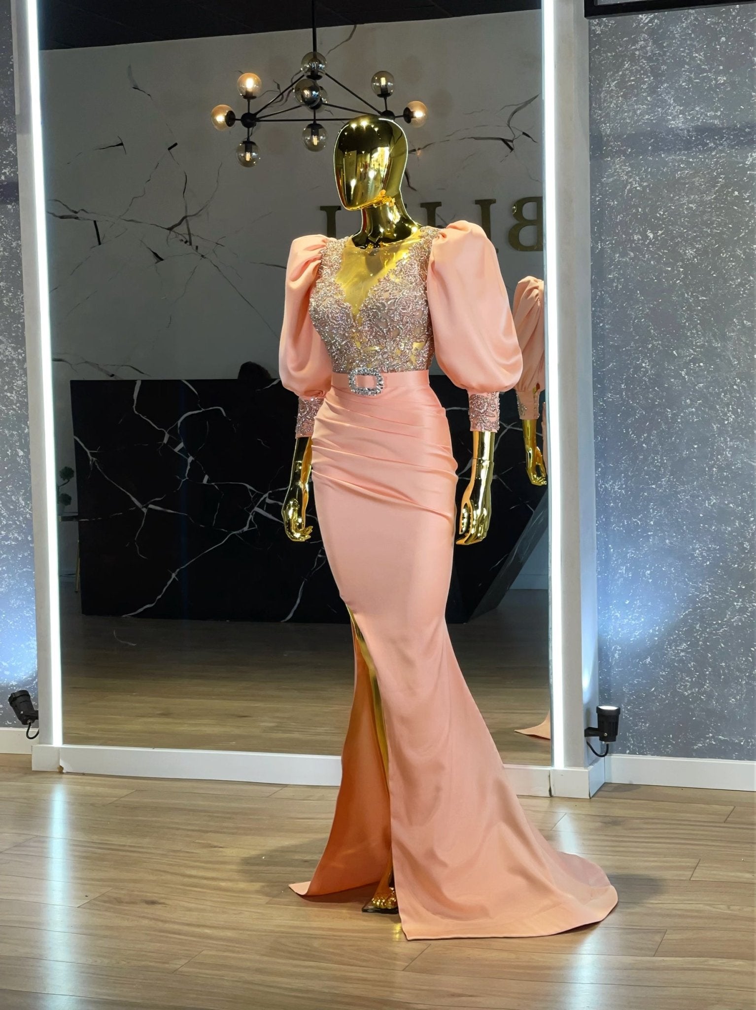 Deep SlitLuxuriousPuff SleevesWomen - Blini Fashion House