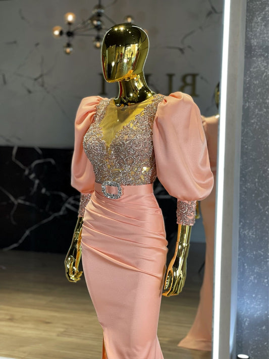 Deep SlitLuxuriousPuff SleevesWomen - Blini Fashion House